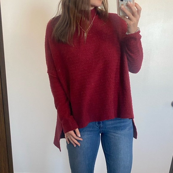 Altar'd State red oversized crewneck sweater zipper back size women's small - Picture 6 of 7